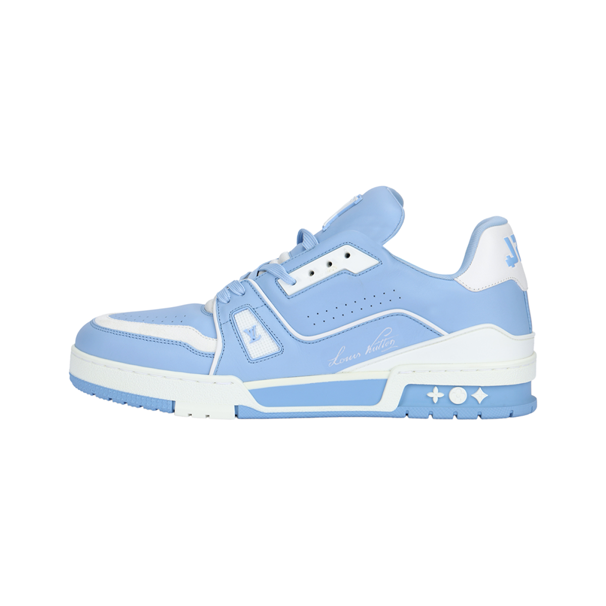 Louis Vuitton Trainer Men's Low-Top Leather Sneakers, Light Blue