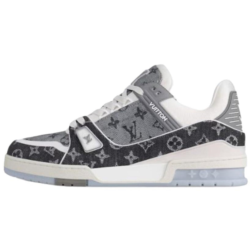 Louis Vuitton Trainer Unisex Low-Top Leather Sneakers, Black, Gray & White