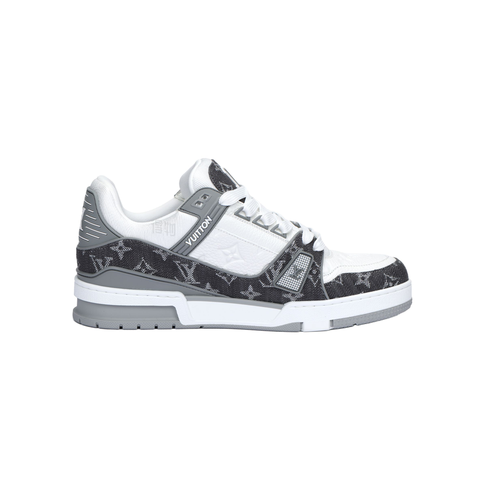 LV Trainer Unisex Low-Top Sneakers, Grey & White