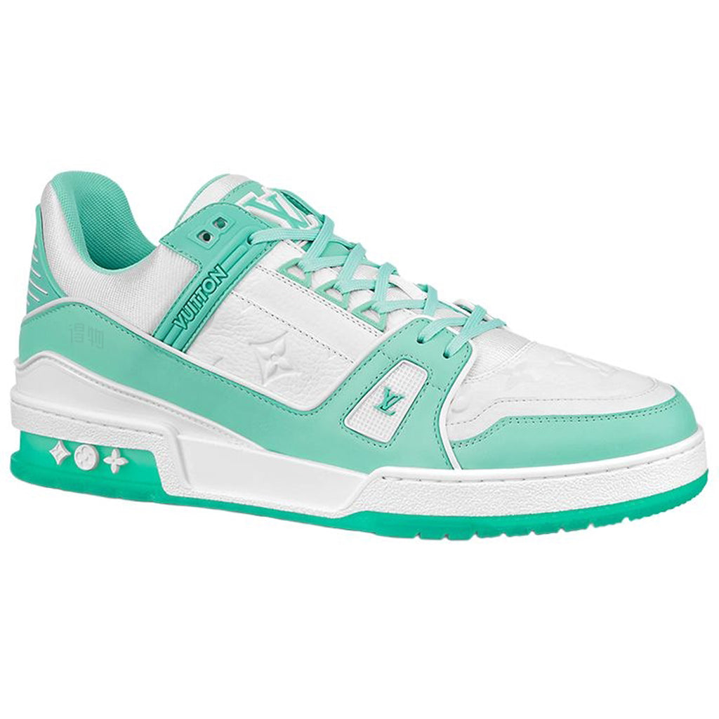 Louis Vuitton Trainer Men's Low-Top Sneakers, Tiffany Green & White