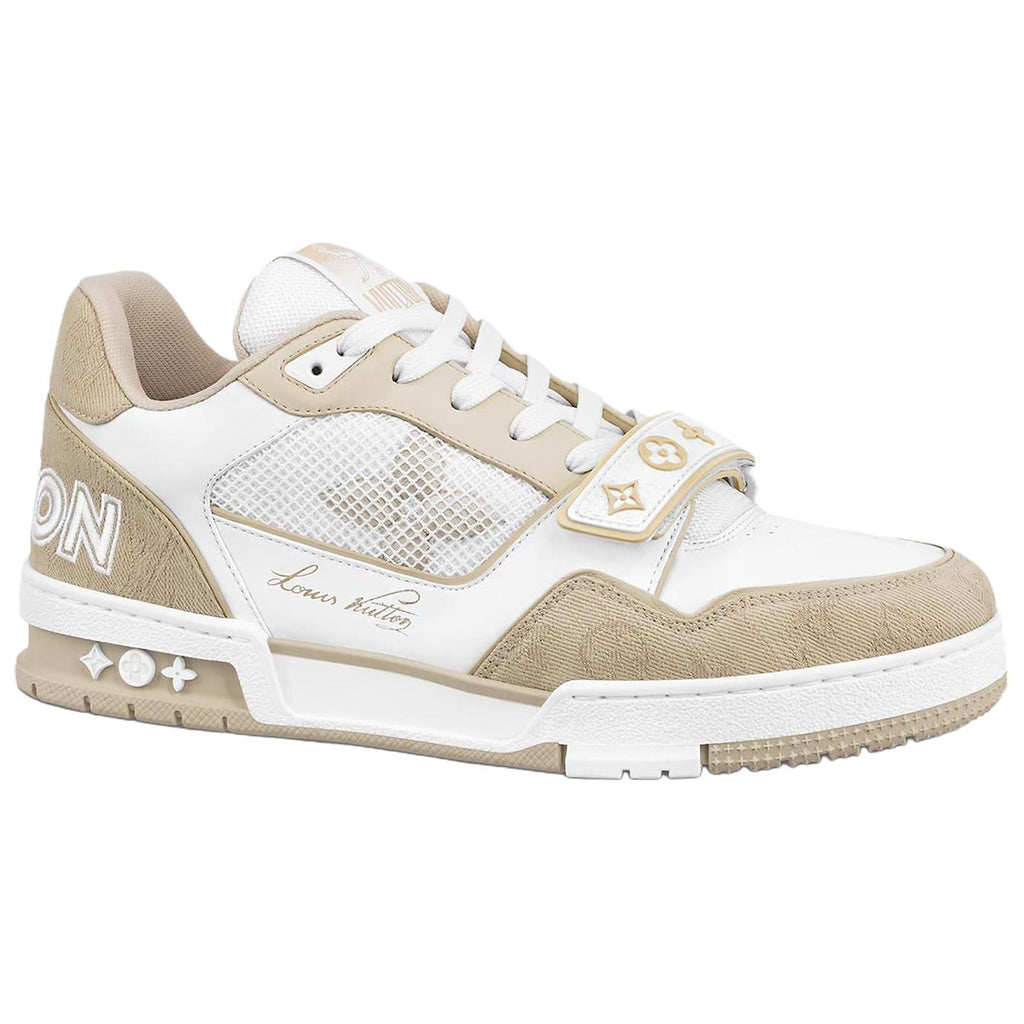 Louis Vuitton Trainer Men's Leather Sneakers, White & Beige