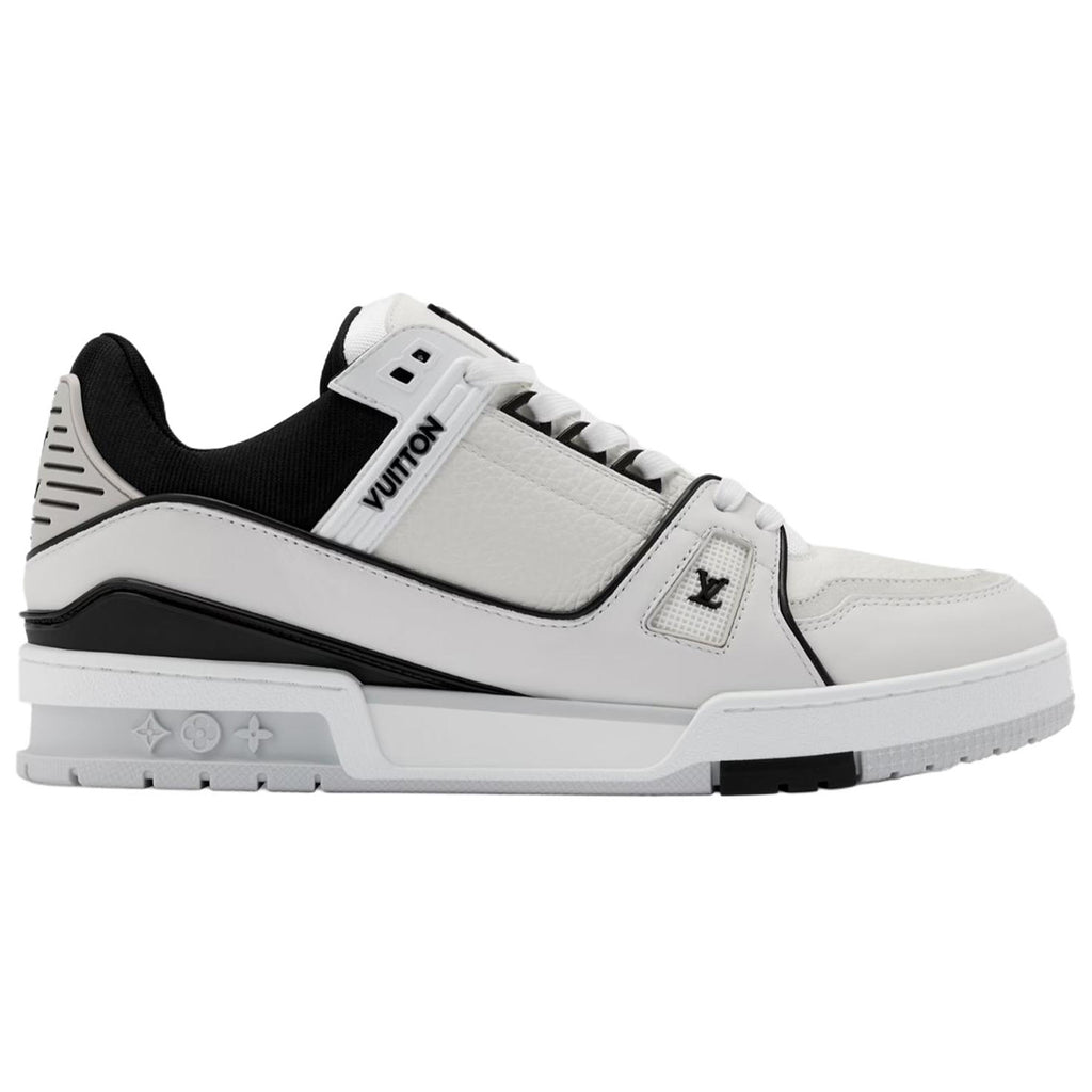 Louis Vuitton Trainer Men's White & Black Grained Calfskin Sneakers
