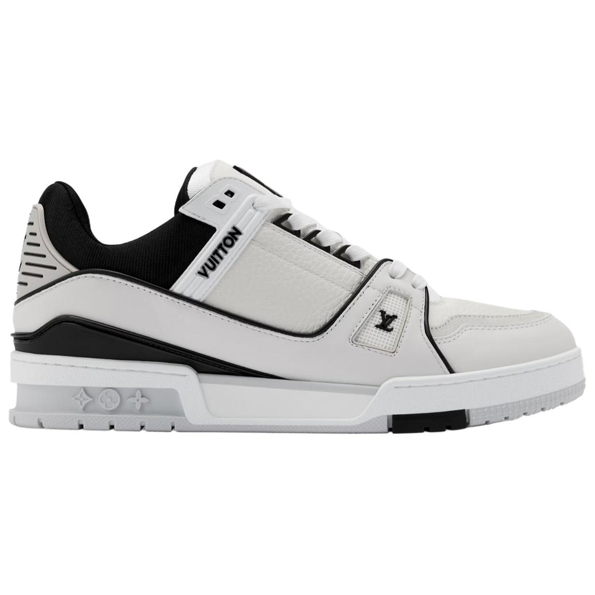 Louis Vuitton Trainer Men's White & Black Grained Calfskin Sneakers