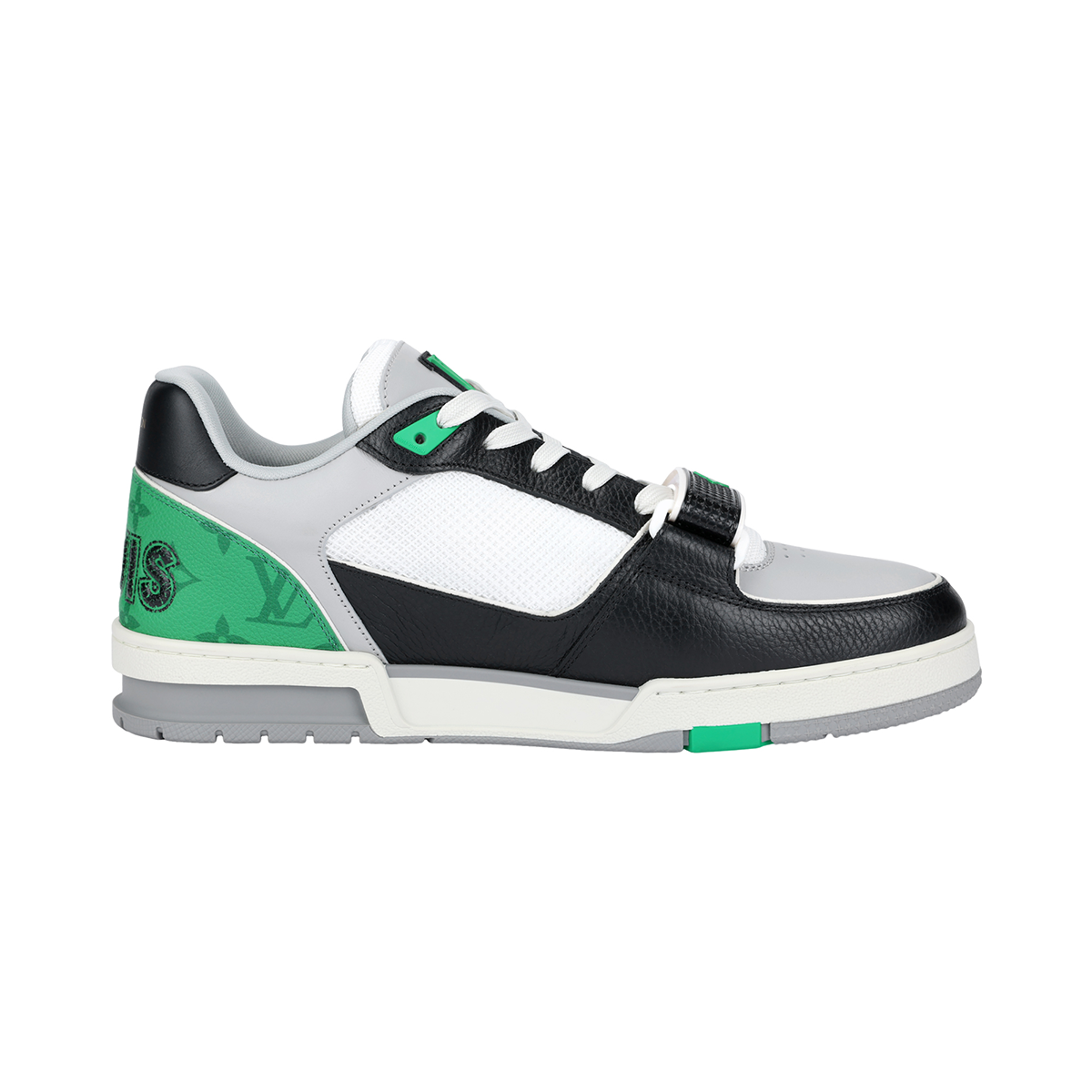 Louis Vuitton Trainer Unisex Low-Top Sneakers, Black, Green & White