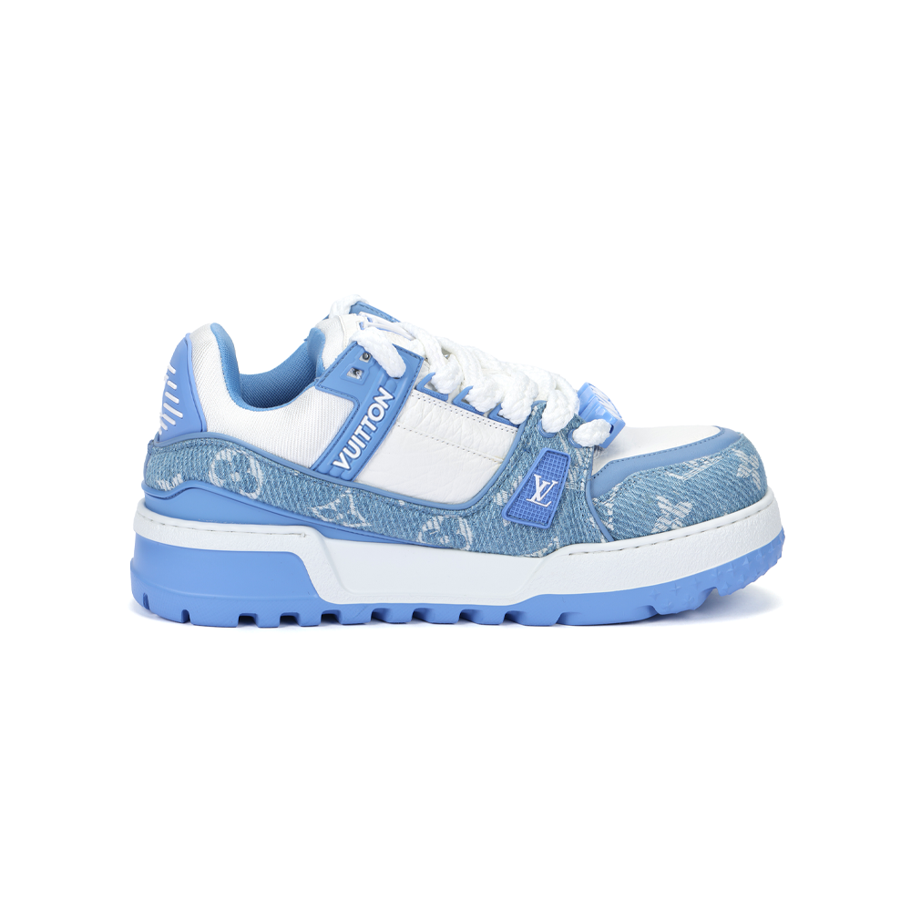 LOUIS VUITTON Trainer Maxi Unisex Blue & White Monogram Sneakers