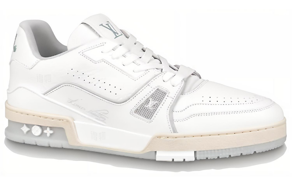 LOUIS VUITTON Trainer Unisex White & Grey Leather Sneakers