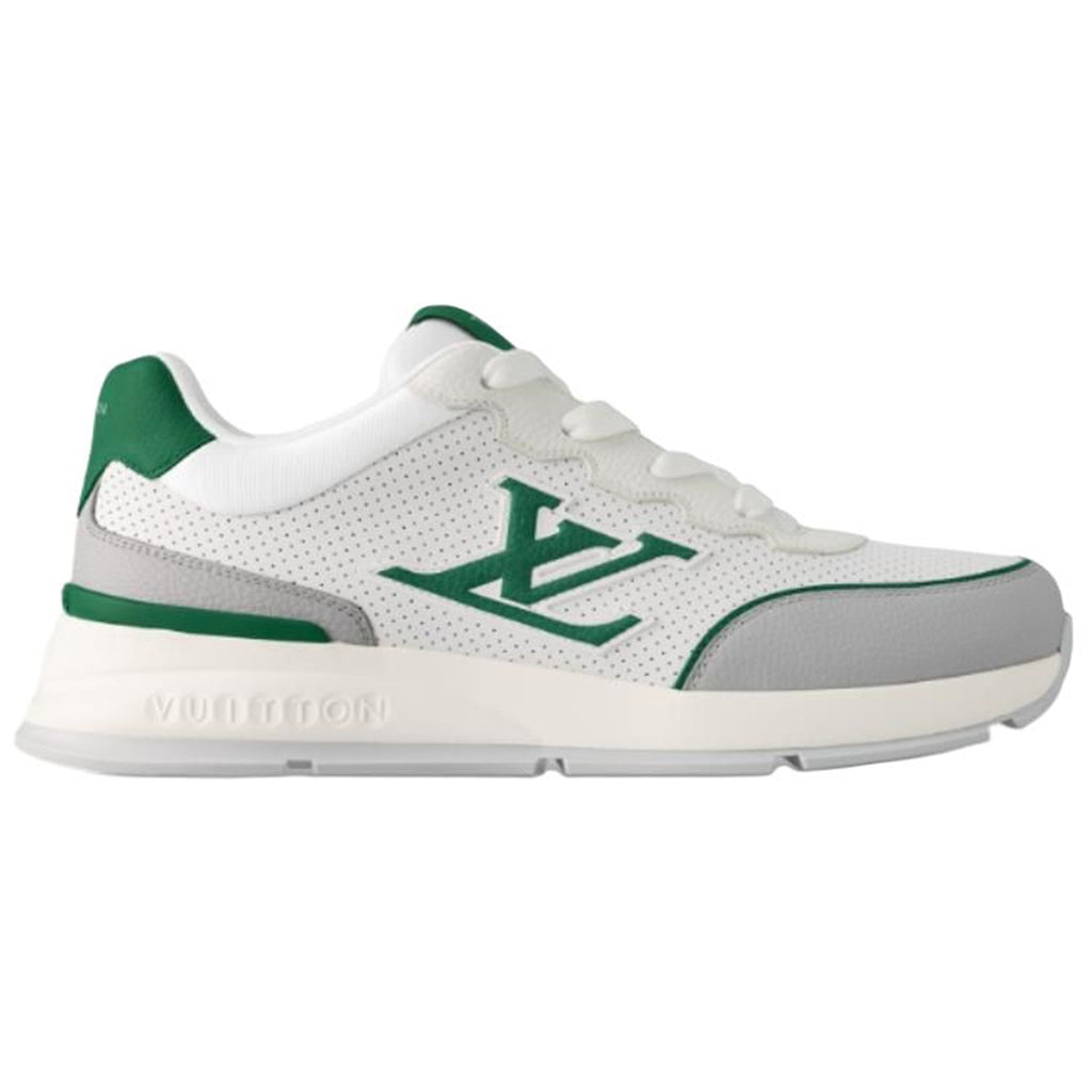 Louis Vuitton Classic Men's White Leather Sneakers with Green Accents