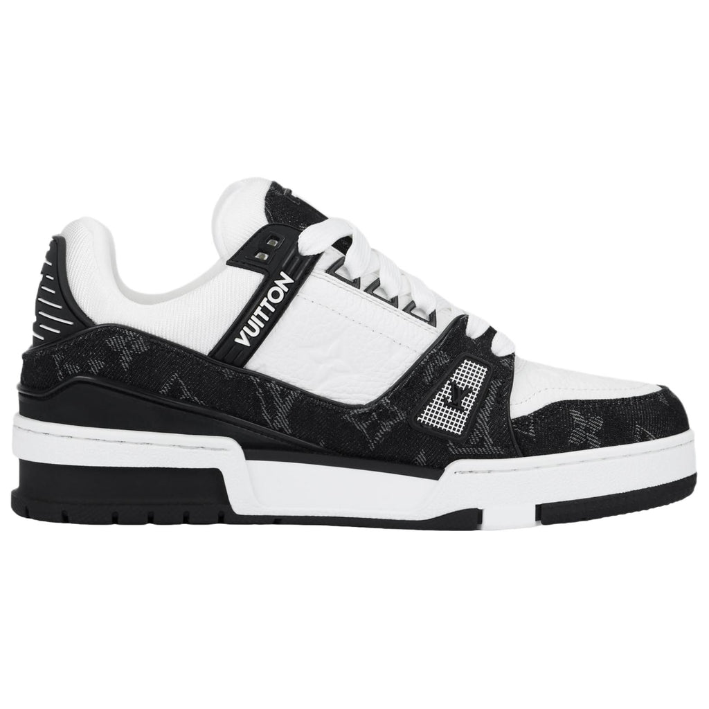 LOUIS VUITTON Trainer Men's Black & White Monogram Sneakers