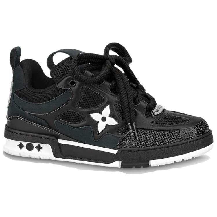 LOUIS VUITTON Skate Men's Black Low-Top Sneakers with White Accents