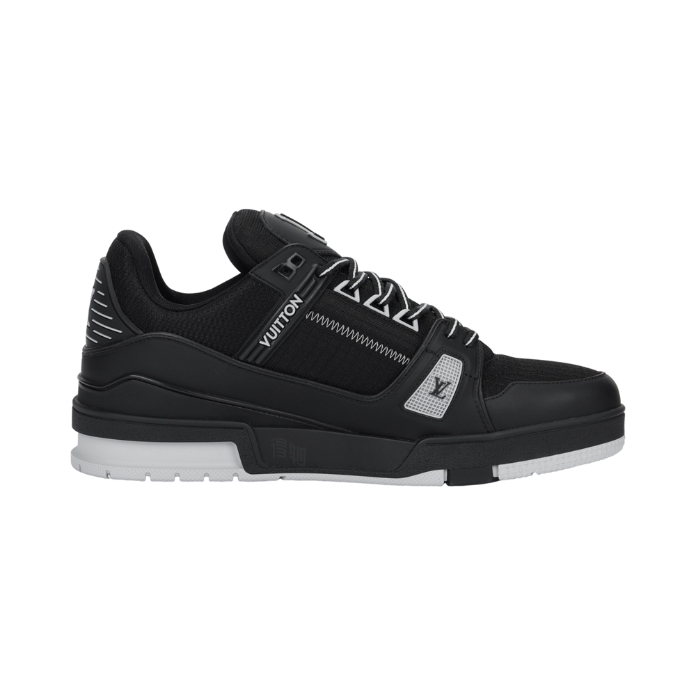 LOUIS VUITTON Trainer Men's Black Low-Top Sneakers with White Details