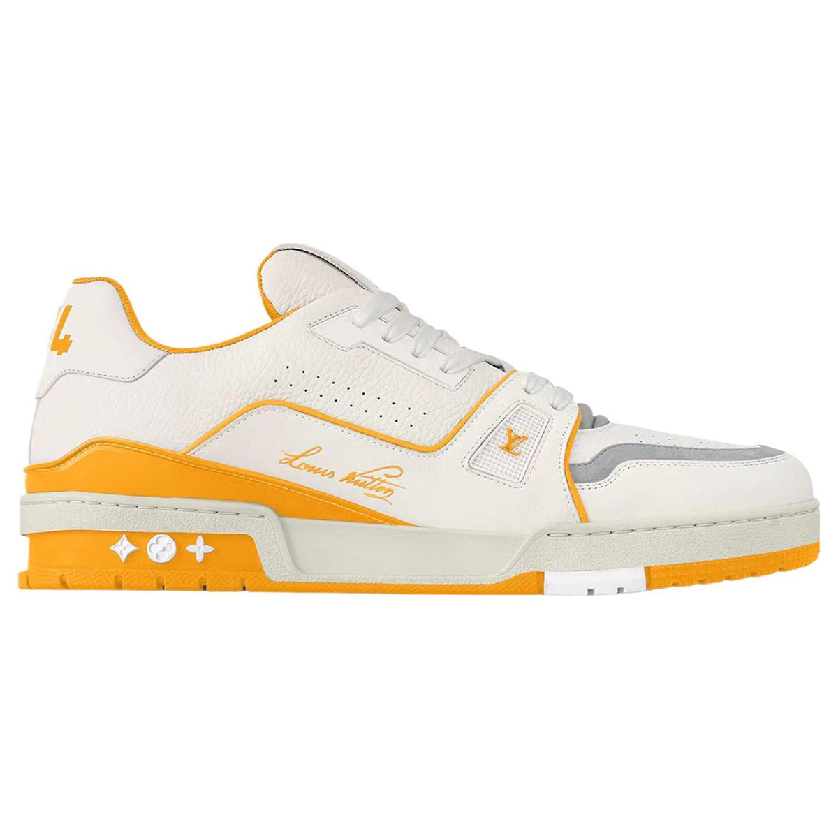 LV Trainer Men's Low-Top Sneakers, White & Yellow