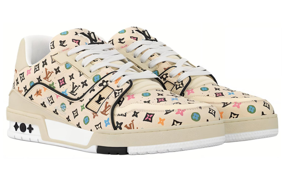 LOUIS VUITTON Trainer Tyler Unisex Cream Multicolor Monogram Sneakers