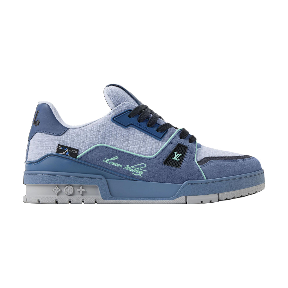 LOUIS VUITTON Trainer Outdoor Men's Ocean Blue Suede Sneakers