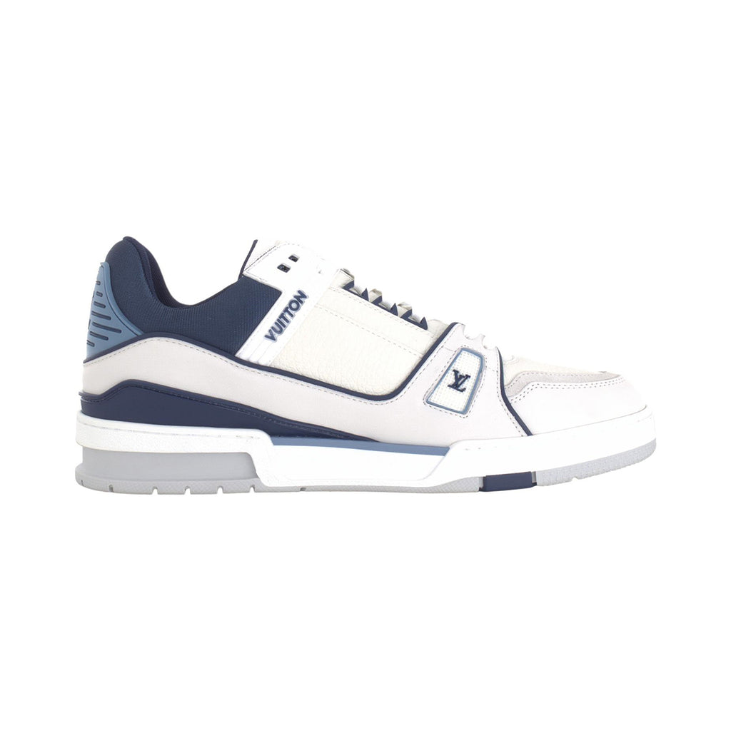 Louis Vuitton Trainer Men's Navy Blue & White Grained Calfskin Sneakers