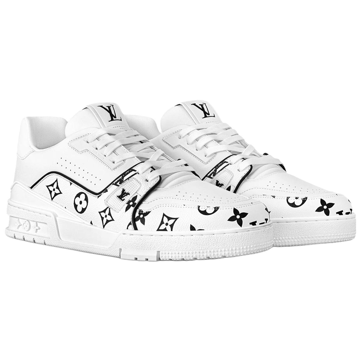 Louis Vuitton Trainer Men's Low-Top Leather Sneakers, White & Black