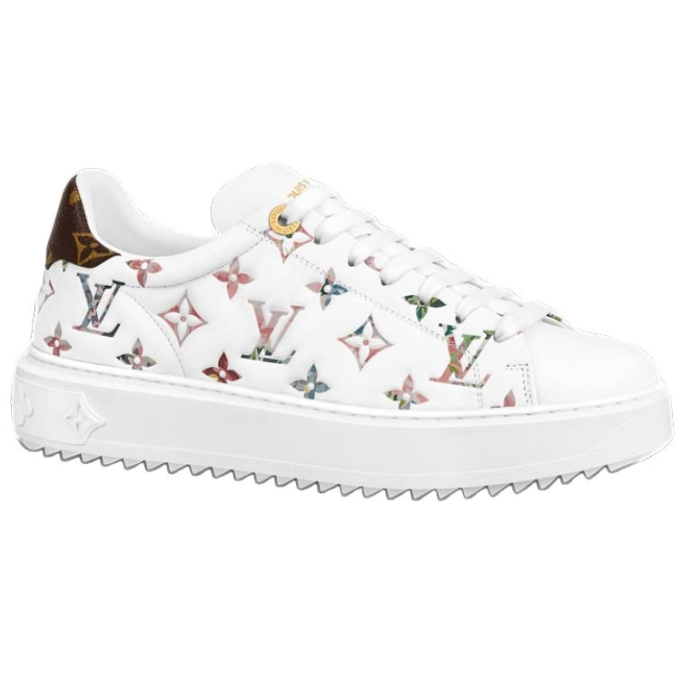 LOUIS VUITTON Time Out Women's White Multicolor Monogram Leather Platform Sneakers