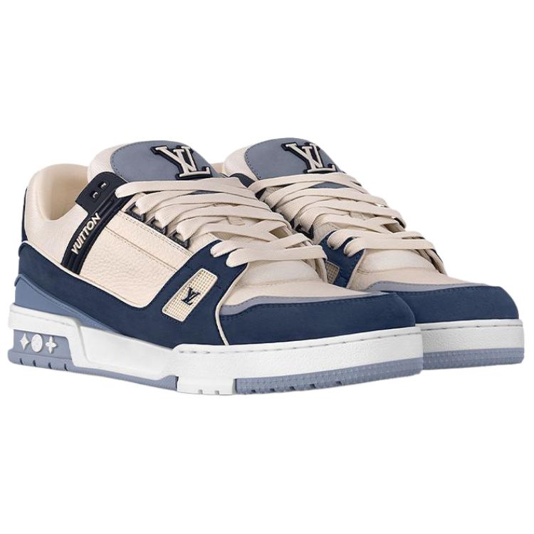 LOUIS VUITTON Trainer Unisex Navy & Cream Low-Top Sneakers
