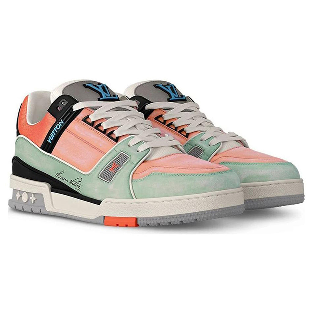 Louis Vuitton Trainer Unisex Low-Top Sneakers, Pink, Mint Green & Black