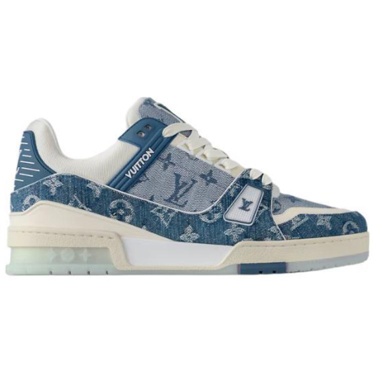 LOUIS VUITTON Trainer Unisex Blue & White Monogram Sneakers