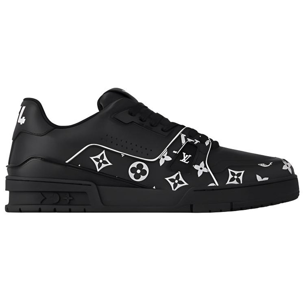 Louis Vuitton Trainer Men's Low-Top Leather Sneakers, Black & White