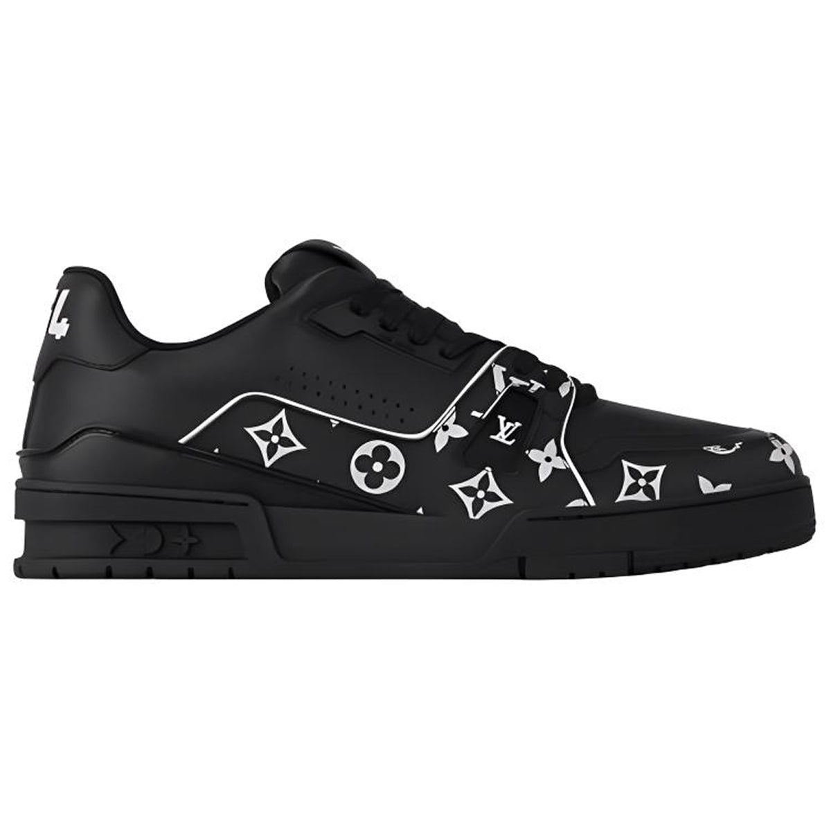 Louis Vuitton Trainer Men's Low-Top Leather Sneakers, Black & White