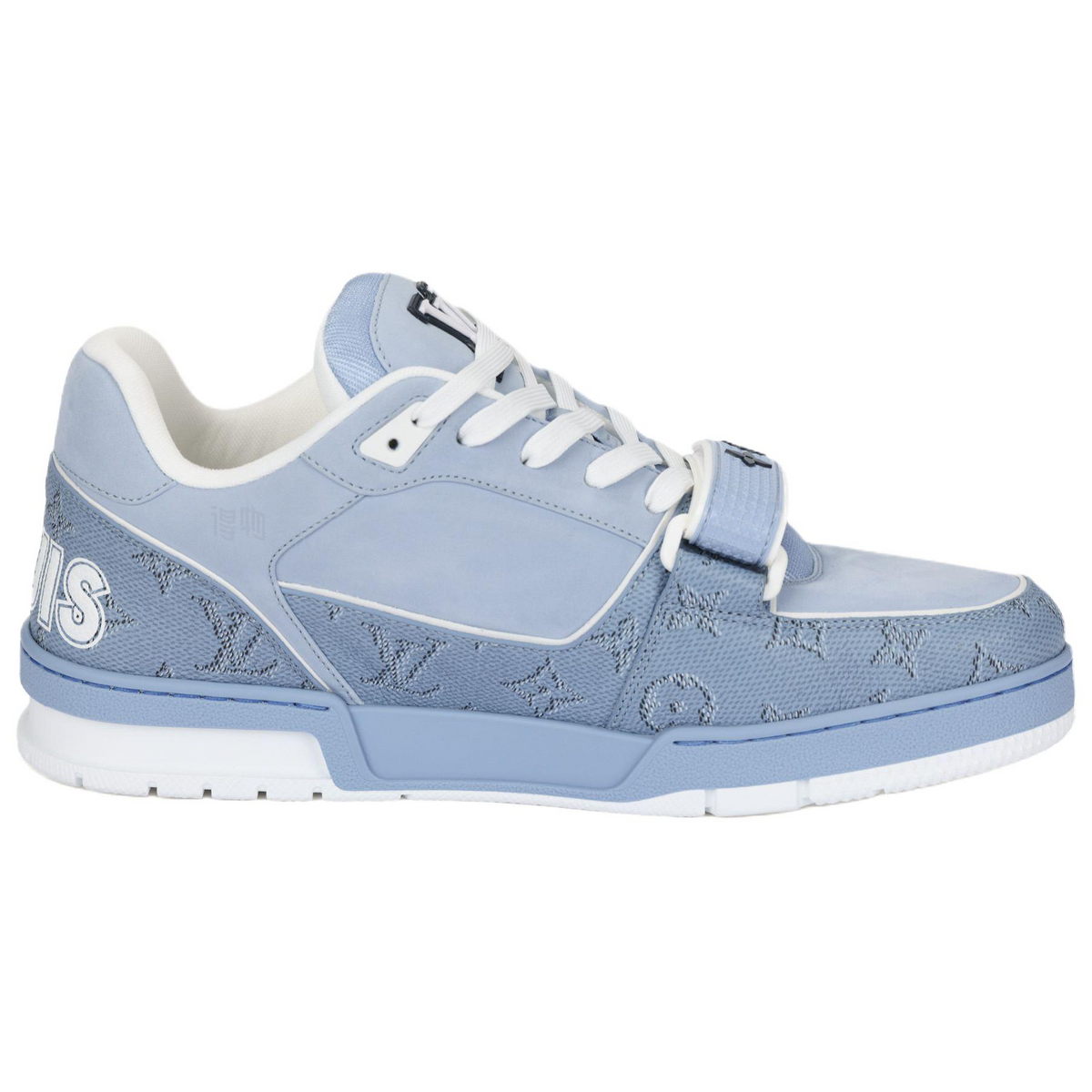 LOUIS VUITTON Trainer Unisex Light Blue Monogram Leather Strap Sneakers