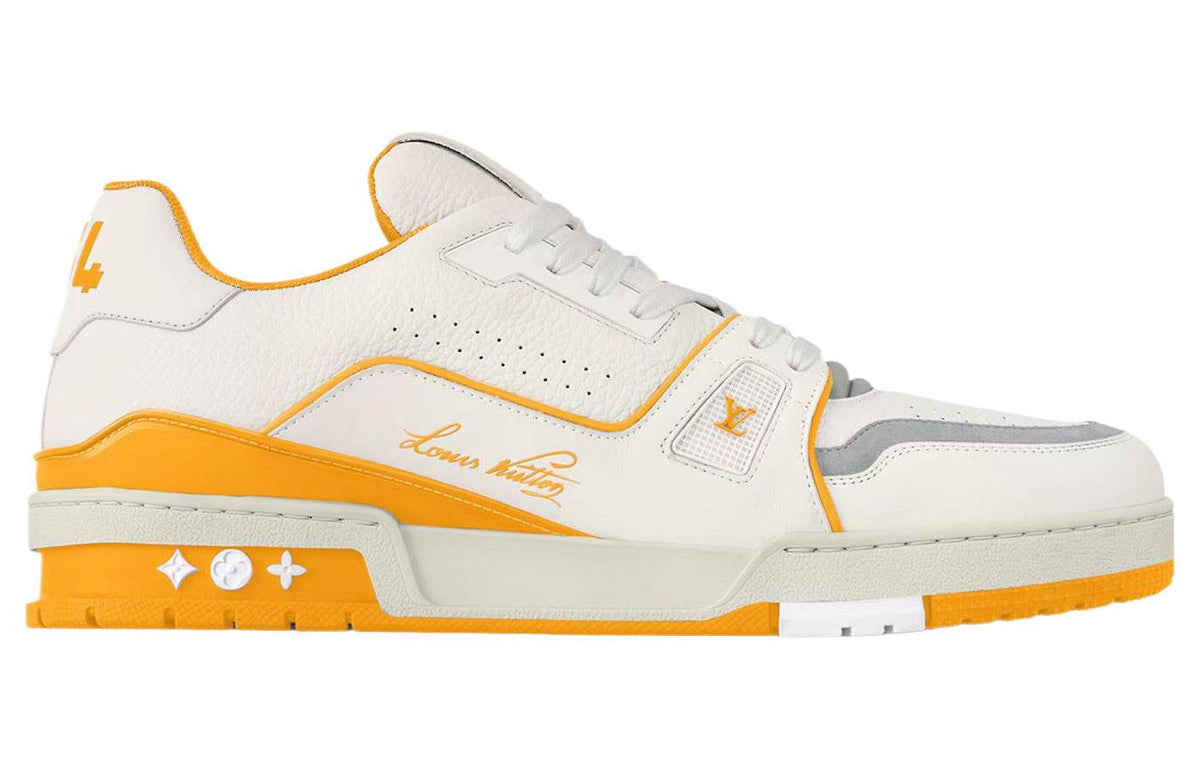 LOUIS VUITTON Trainer Men's White & Yellow Low-Top Sneakers