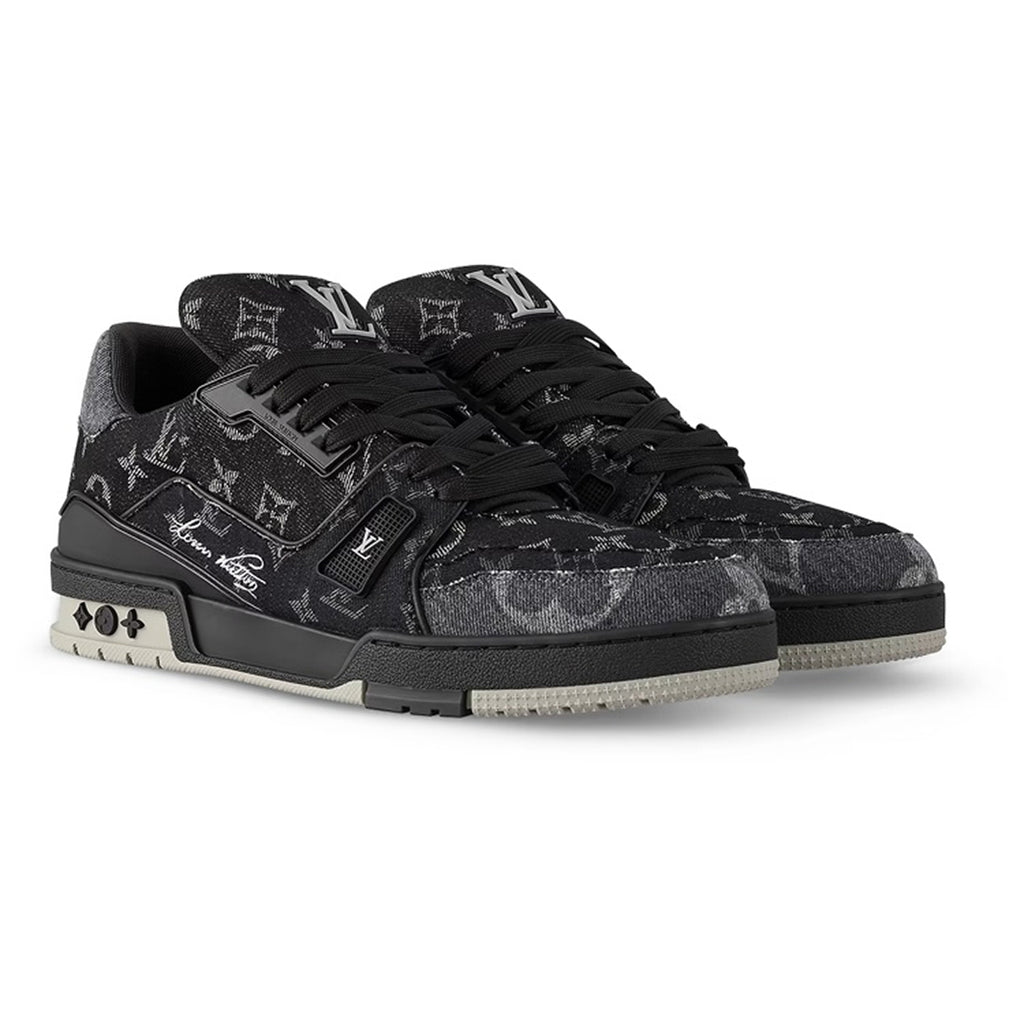 LV Trainer Unisex Low-Top Sneakers, Black Denim