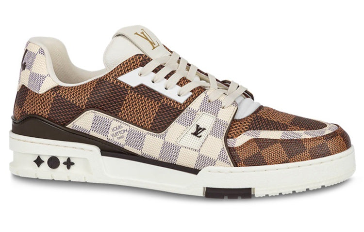 LOUIS VUITTON Trainer Unisex Brown & Cream Checkerboard Sneakers