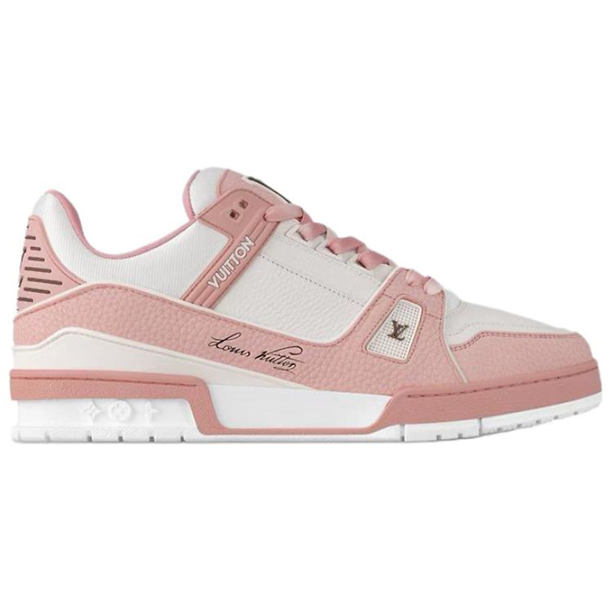 LOUIS VUITTON Trainer Unisex White & Pink Leather Sneakers