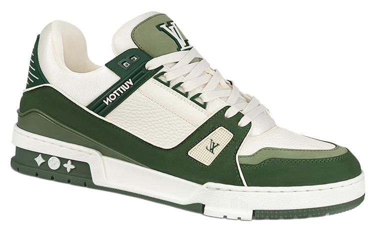 LOUIS VUITTON Trainer Unisex Green & White Low-Top Sneakers