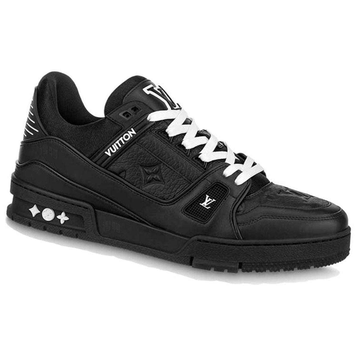 LV Trainer Men's Low-Top Sneakers, Black Leather