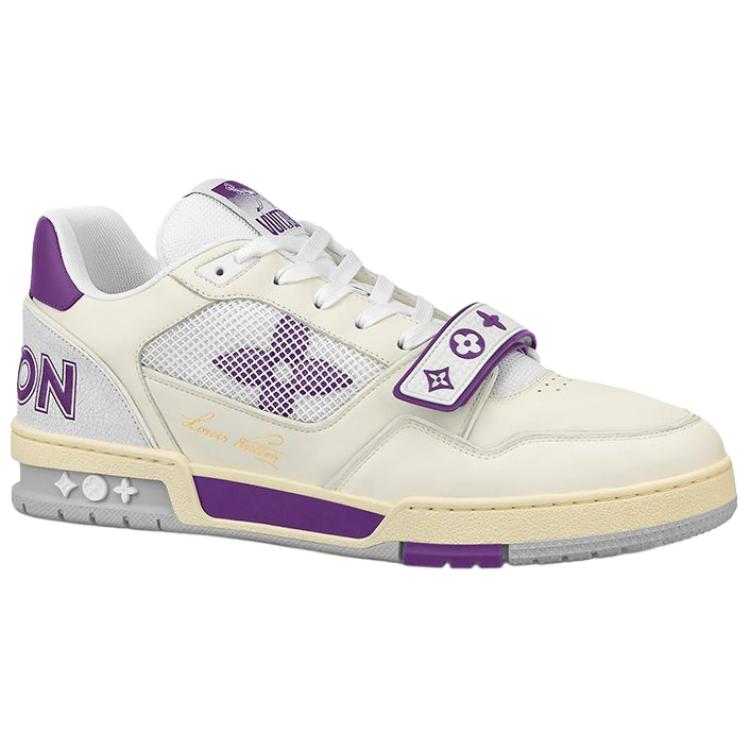 LOUIS VUITTON Trainer Men's White & Purple Strap Sneakers