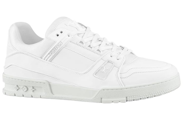 LOUIS VUITTON Trainer Men's All-White Leather Low-Top Sneakers