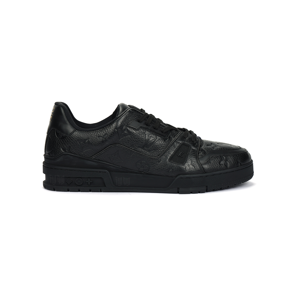 Louis Vuitton Trainer Men's Black Grained Calfskin Low-Top Sneakers