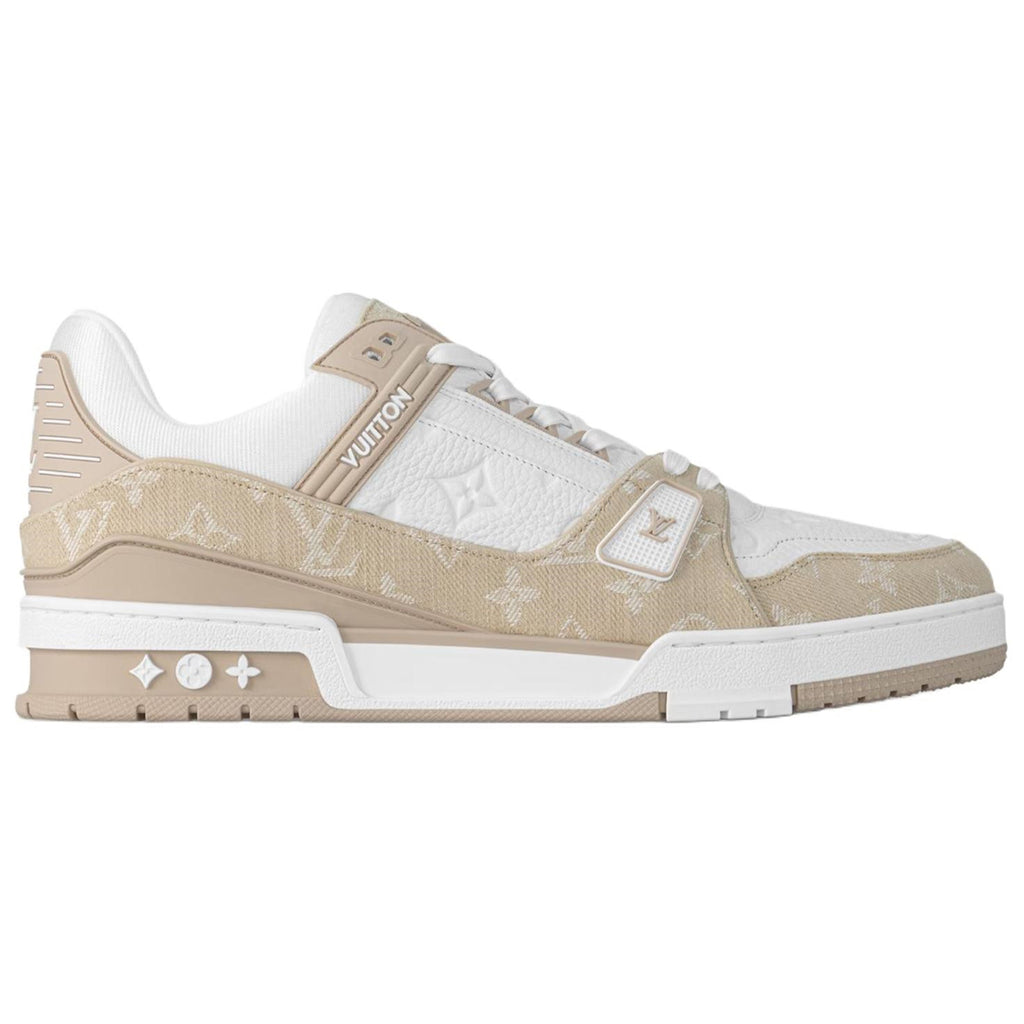 Louis Vuitton Trainer Men's Beige & White Calfskin Sneakers