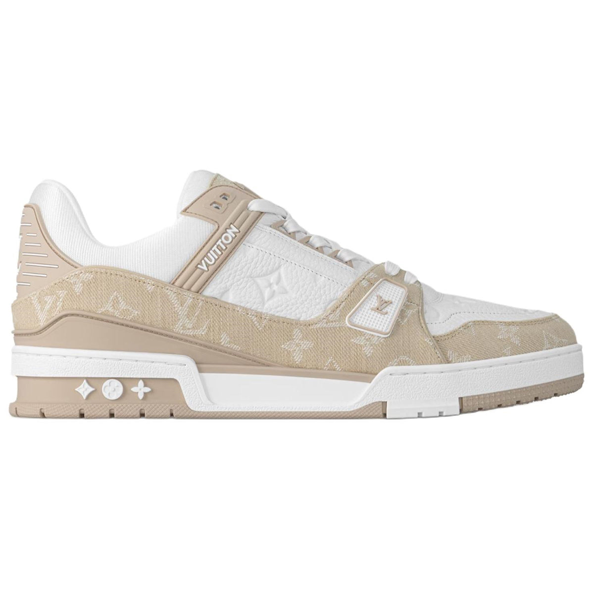 Louis Vuitton Trainer Men's Beige & White Calfskin Sneakers