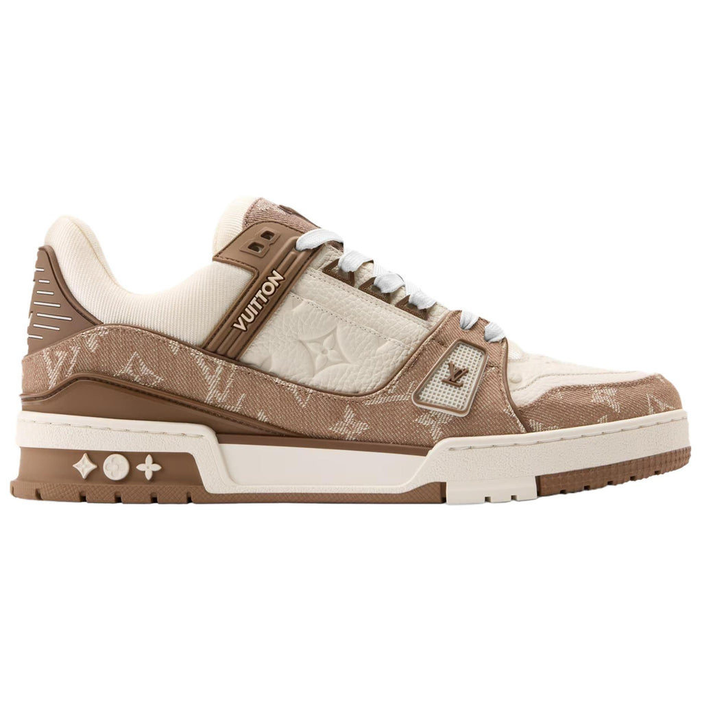 LV Trainer Men's Low-Top Sneakers, Beige & Brown
