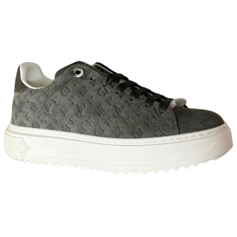 LOUIS VUITTON Time Out Women's Grey Monogram Suede Platform Sneakers