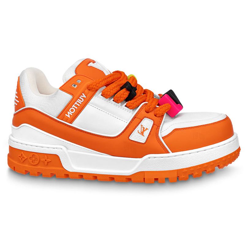 LOUIS VUITTON Trainer Maxi Men's Orange & White Low-Top Sneakers