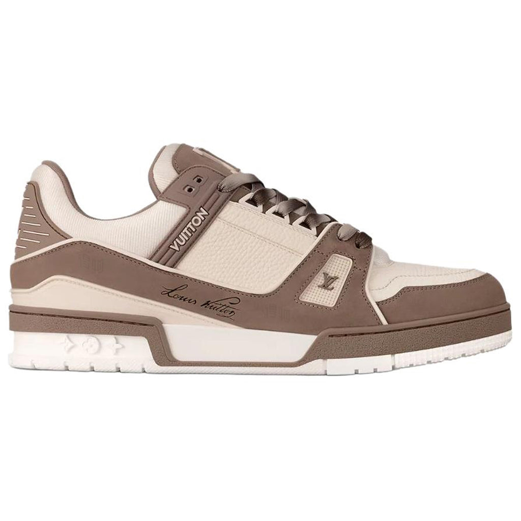 Louis Vuitton Trainer Men's Low-Top Sneakers, Taupe & Cream Textile