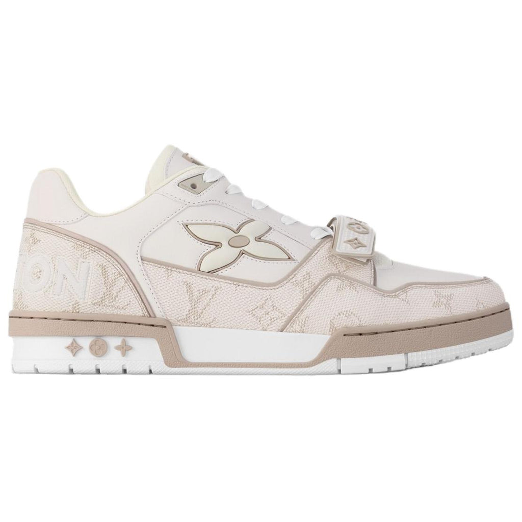 LOUIS VUITTON Trainer Unisex Cream Monogram Leather Strap Sneakers