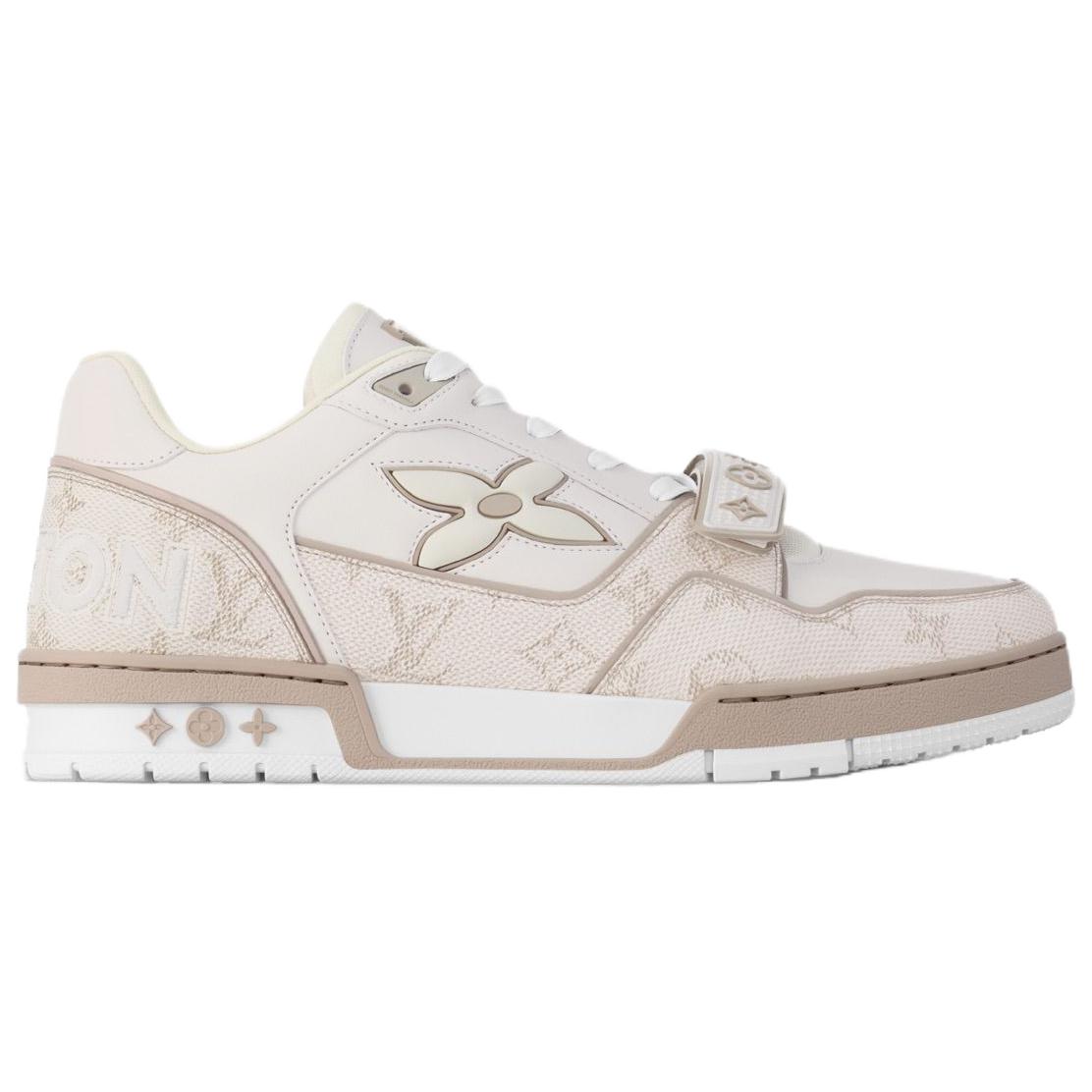 LOUIS VUITTON Trainer Unisex Cream Monogram Leather Strap Sneakers