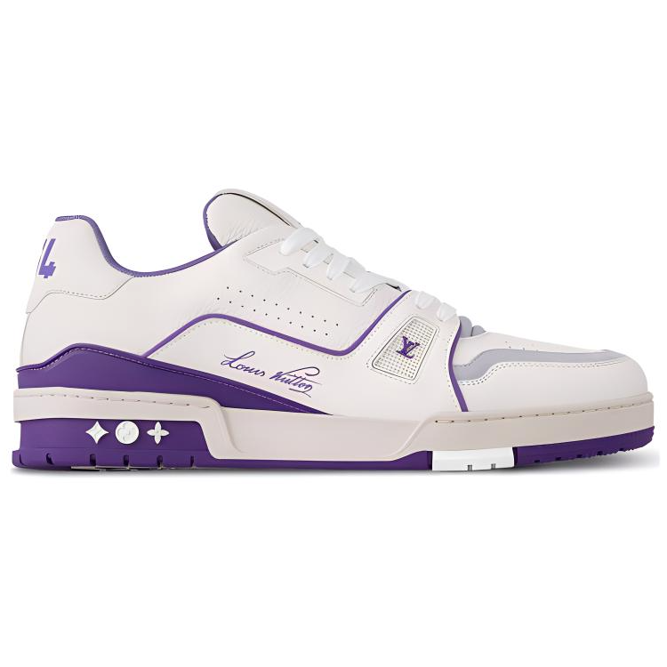 LOUIS VUITTON Trainer Men's White & Purple Leather Sneakers