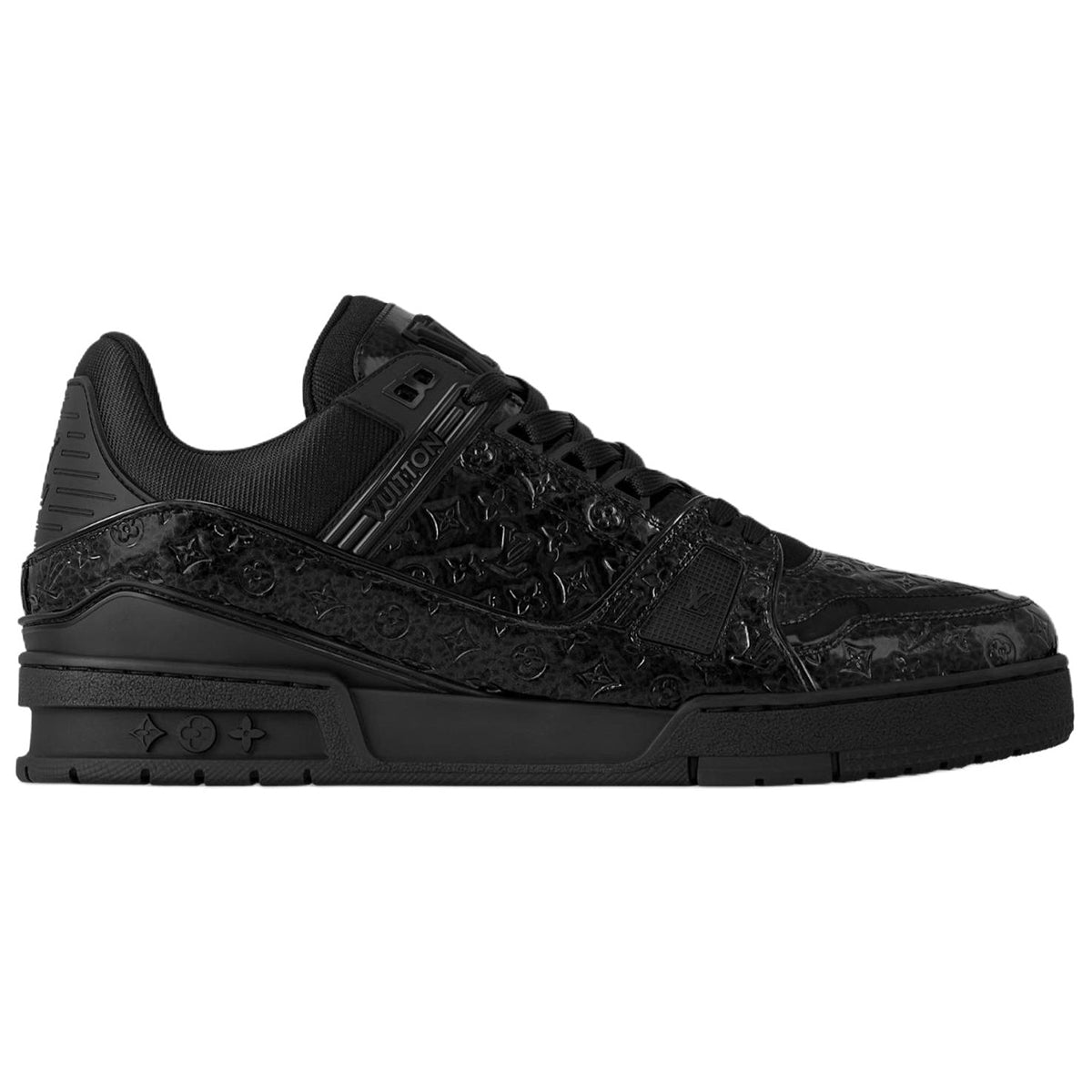 Louis Vuitton Trainer Men's Black Embossed Calfskin Sneakers
