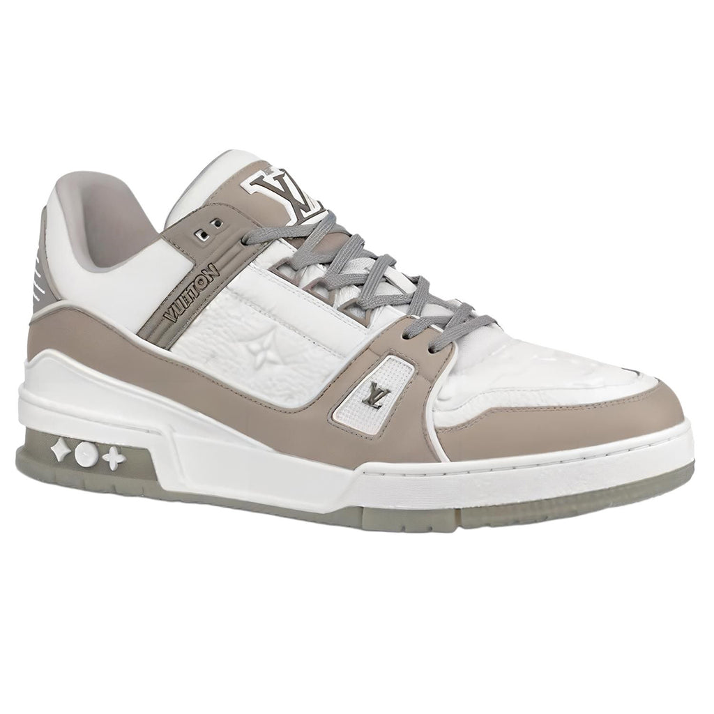 LV Trainer Men's Low-Top Sneakers, Grey & White