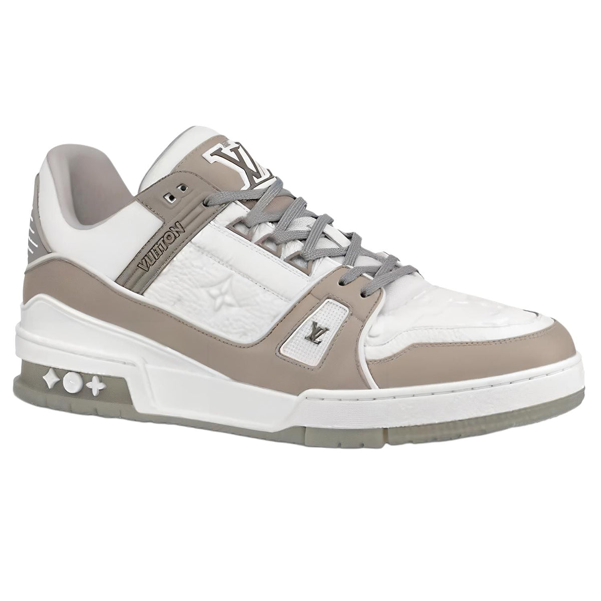 LV Trainer Men's Low-Top Sneakers, Grey & White