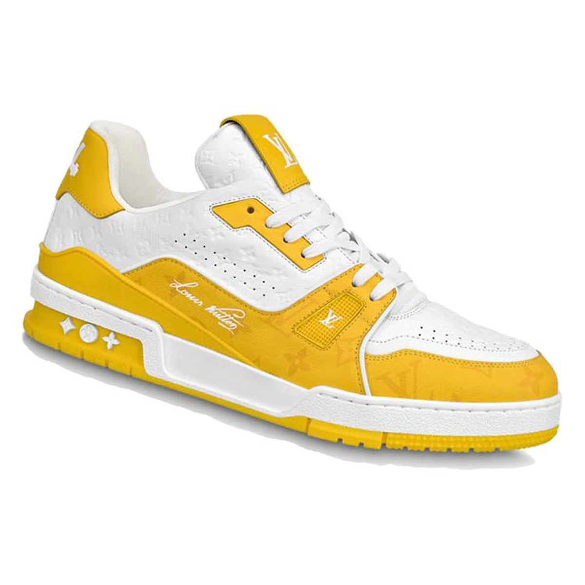 Louis Vuitton Trainer Unisex Low-Top Sneakers, White & Yellow