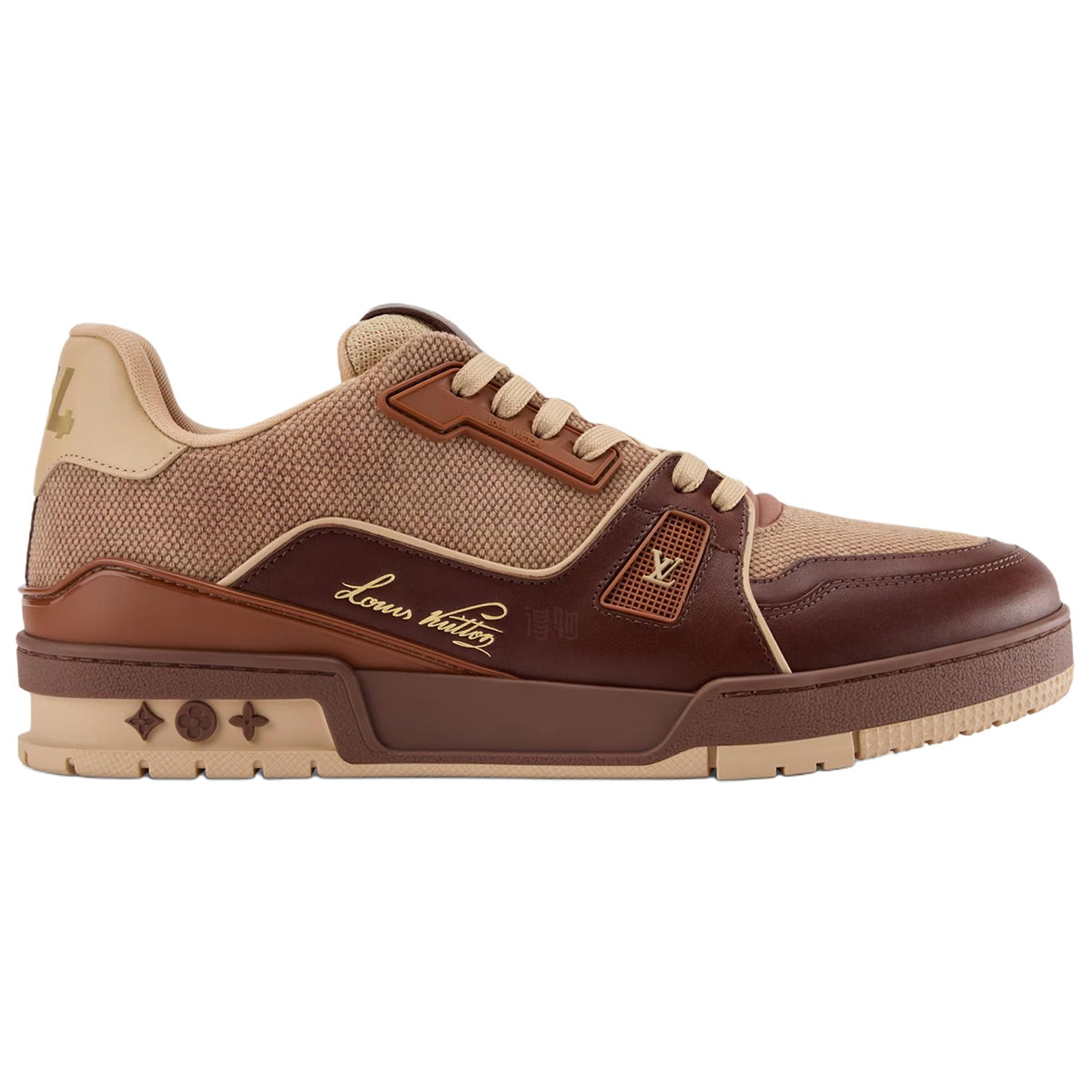 Louis Vuitton Trainer Men's Chestnut Brown & Tan Calfskin Sneakers