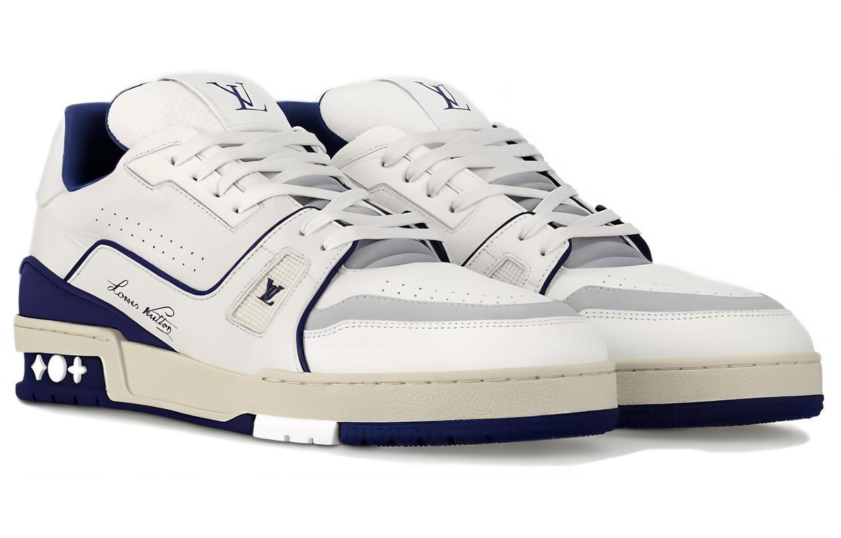 LOUIS VUITTON Trainer Unisex White & Navy Low-Top Sneakers